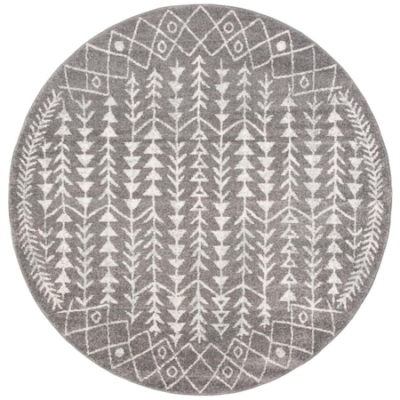 Safavieh 6 ft. 7 in. x 6 ft. 7 in. Tulum Round Power Loomed RugDark Grey & Ivory TUL262F-7R